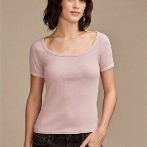 Lucky Brand Short Sleeve Rib Knit Top (Mauve Shadows)‎ - Size Small